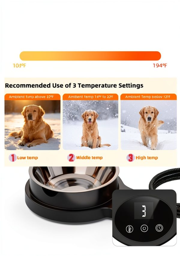 ViwalmPoul Heated Pet Water Bowl Thermostat Timer Safe-2