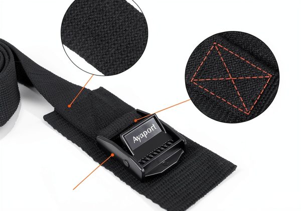 Ayaport 1" x 6ft Black Cam Buckle Tie Down Straps 4 Pack Heavy Duty-2