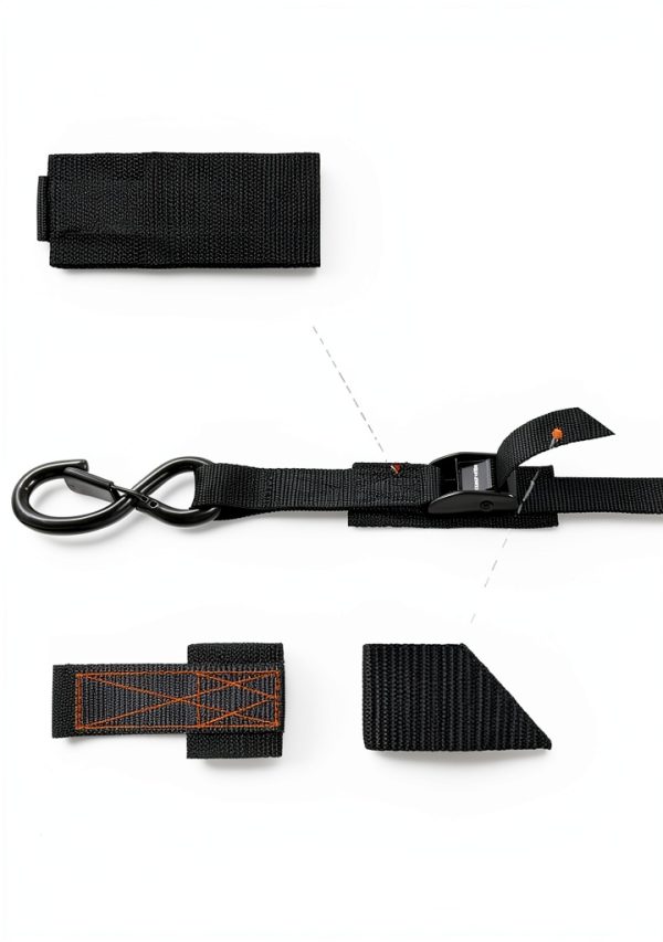 Masterwise Motorcycle Tie-Down Straps 1x8ft Black Nylon Safety Clip-4