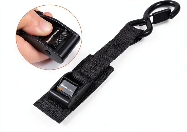 Masterwise Motorcycle Tie-Down Straps 1x8ft Black Nylon Safety Clip-1
