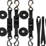 Masterwise Motorcycle Tie-Down Straps 1x8ft Black Nylon Safety Clip-0