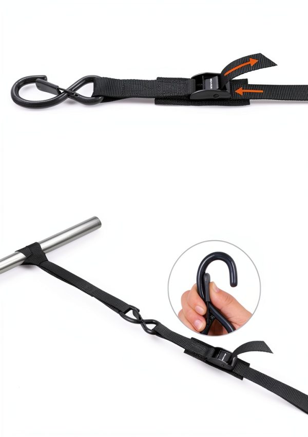 Masterwise Motorcycle Tie-Down Straps 1x8ft Black Nylon Safety Clip-5