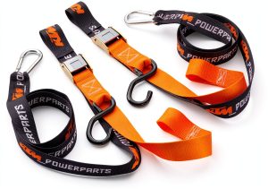 KTM Motorcycle Tie Down 1.5 inch Orange Nylon Clip Hook 500lb-0
