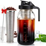 DWTS DANWEITESI Cold Brew Coffee Maker 64 oz,2-Quart Wide Mouth Cold Brew Maker with Stainless Steel Cold Brew Filter-Mason Jar Pitcher with Lid and Spout for Coffee,Iced Coffee Accessories(Black)-0