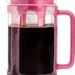 Paris Hilton Cold Brew Coffee Maker, Durable 1.6 Quart Borosilicate Glass Carafe with Stainless Steel Filter, Glitter Pink, 38 oz-0