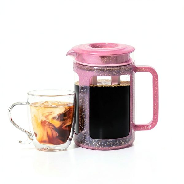 Paris Hilton Cold Brew Coffee Maker, Durable 1.6 Quart Borosilicate Glass Carafe with Stainless Steel Filter, Glitter Pink, 38 oz-6